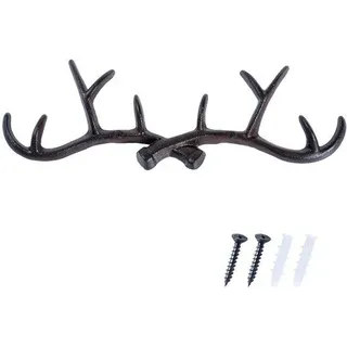 Gietijzeren Wandhaak mit Seeanker-Motiv, brauner Hirschgeweih-Design