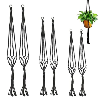 6 Stück Makramee Blumenampel,Hängepflanzen Topf,Hängetopf Für Pflanzen | Baumwollseil Hängeampel Blumentopf,Halter Aufhänger,Pflanzkorb Hängender Für Innen Außen Decken Balkone Wanddekoration