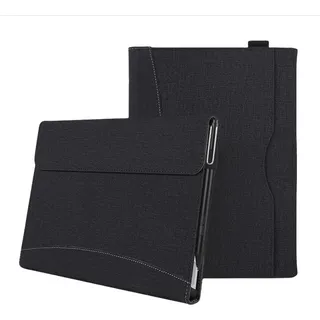 INF Surface Pro Schutzhülle: Kunstleder, Ständer, Kartenfach, Schwarz - Schwarz