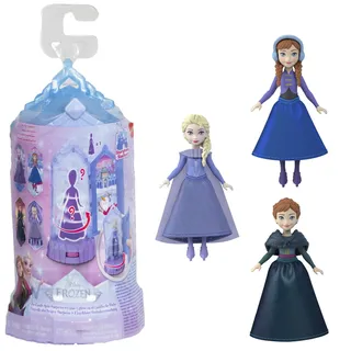 Mattel Disney Die Eiskönigin Kleine Überraschungspuppen und Miniaturschloss-Spielsets, Eisschloss-Drehüberraschung aus den Filmen (Stile können abweichen), JCR90