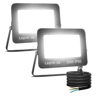 Lepro 20W LED Strahler Außen, 1700LM Superhell Außenstrahler IP65 Wasserdicht Fluter 5000K Scheinwerfer, Flutlicht Aussenleuchte für Garten, Garage, Hotel, Sportplatz, Keine Bewegungsmelder[2 Stücke]