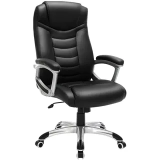 SONGMICS Ergonomischer Bürostuhl, höhenverstellbarer Drehstuhl, robust, stabil und langlebig, schwarz, OBG21B, 52 x 53 x 122 cm