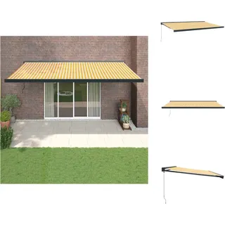 vidaXL Markise Einziehbar Gelb und Weiß 5x3 m Stoff und Aluminium - Markisen