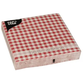 PAPSTAR 30 Servietten 33x33 cm 3-lagig Oktoberfest rot weiß Karo Vichy Wiesn Dekoration Feier Festlichkeit Party Bierzelt Partyzubehör