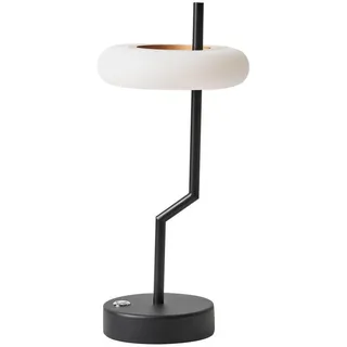 Beliani Led-Tischleuchte Schwarz/Weiß/Heller Holzfarbton Alviela , Schwarz, Weiß, Hellbraun , Metall , LED integrated , 16x36x16 cm , Lampen & Leuchten, LED Beleuchtung, LED-Tischlampen