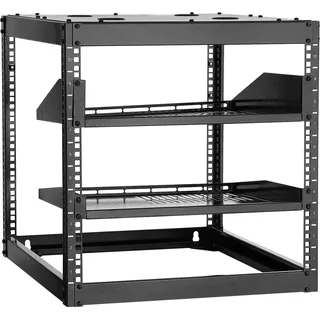 Vevor 10U Open Frame Netzwerk-Rack, 585 mm Tiefe, Wandmontage oder als Stand-Server-Rack, 4-Pfosten-Konstruktion, mit belüfteten Regalen & Montagezubehör, für all Netzwerk-IT-Geräte &AV-Ausrüstung