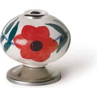 Knopf Rei e500 Rote Metallblume Ø 40 x 36 mm 4 Stück - Rot