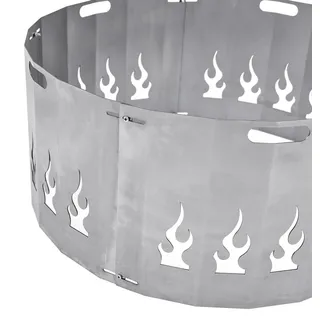Funkenschutz für Feuerschale 60 cm, Stahl mit Flammenmotiv und Griffen