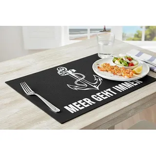 KAMACA 4er Set Tischsets Platzsets Platzmatten aus Filz MARITIM abwaschbar Platzdeckchen grau Eyecatcher (4er Set Filz Meer geht Immer anthrazit)