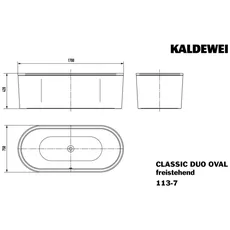 Bild von Classic Duo Oval, freistehende Badewanne, 170x75x42 cm, mit Schürze lavaschwarz matt, 113-7, Farbe: weiß-alpin