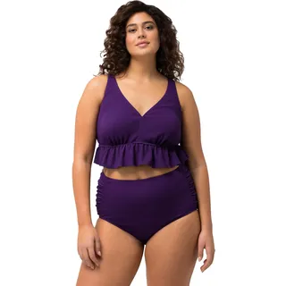 Ulla Popken Damen, Struktur, Rüsche, Softcus, Träger Verstellbar Bikini-Set, Tiefes Violett, 50