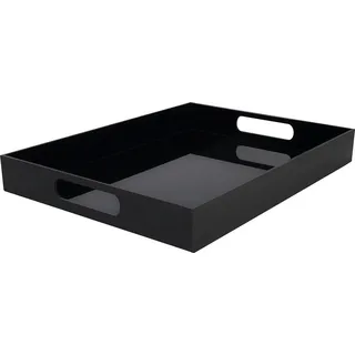Dienblatt 60x60 Schwarz Acryl Kunststoff mit Griffen - L405 x B30 cm - Große Dreiecksdekorationen Schmutzfreier Tischorganisator - Tee Kaffee Getränke Frühstück & Lebensmittel Tray Dienblatt 60x60