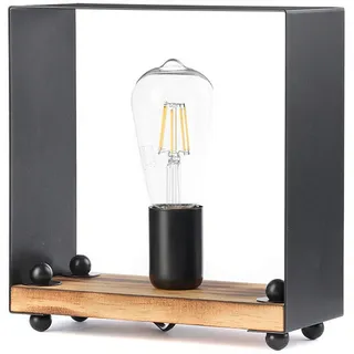 Tischleuchte , Braun, Schwarz , Holz, Metall , 10x15x13 cm , Lampen & Leuchten, Innenbeleuchtung, Tischlampen, Tischlampen