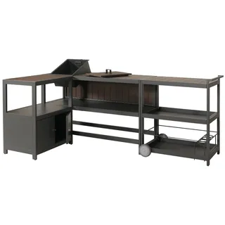 Mendler Aluminium Outdoor-Küche 3-teilig  anthrazit/Braun