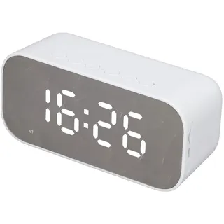 ASHATA Kleiner Digitaler Radiowecker, Wecker für Schlafzimmer, Dimmersteuerung, Dual-Alarm, UKW-Radiowecker mit Bluetooth-Lautsprecher, für Wohnzimmer, Heimbüro(Weiß)