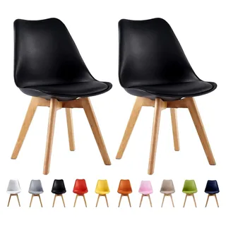 Esszimmerstühle im 2er Set, Küchenstühle, Bürostühle, Designer Schalenstuhl, Schwarz - Schwarz