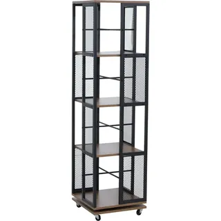 MCW Bücherregal P13 Rollen Drehbar Metall Industrial Melamin 147x40x40cm Braun