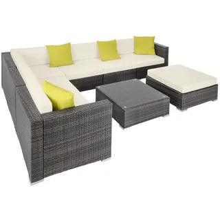 Tectake tectake® Rattan Lounge mit Aluminiumgestell wetterfest und UV-beständig, mit Sicherheitsglasplatte