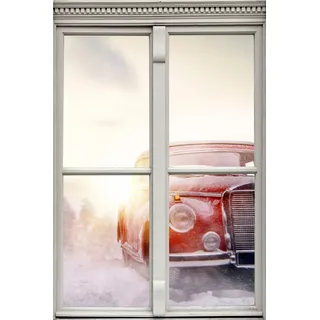 queence Wandsticker »Auto« Wandsticker, Wandbild, selbstklebend, 3D, Fenster, rot