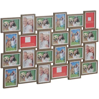 Relaxdays Bilderrahmen Collage, 24 Bilder Weiß,Braun