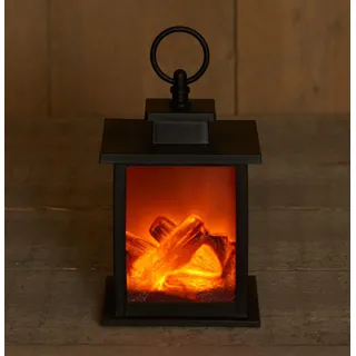 Coen Bakker LED Laterne Kaminfeuer Feuersimulation Deko Kamin 6/18h Timer 12x12x18,5cm - Schwarz