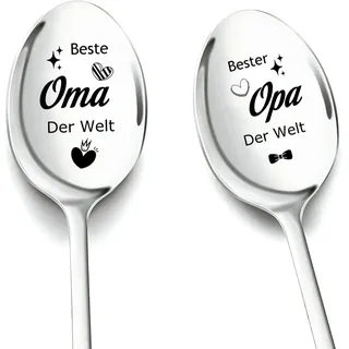 Geschenke für Oma und Opa, 2 Stück Kaffeelöffel mit Gravur Ostergeschenke für Beste Oma und Opa zum Geburtstag Ostern Geburtstagsgeschenk Personalisiert für Großeltern (Oma und Opa Style B)