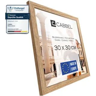 CABBEL Bilderrahmen 30x30 cm, Eiche, stabiles MDF-Holz Rahmen, bruchsicherem Plexi-Glas, zum Aufhängen, ideal für Fotos/Bilder/Collage