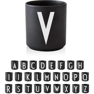Design Letters Porzellan Kaffeetassen A-Z | Schwarze Tassen für Weihnachten, Weihnachtsgeschenke Kleinigkeiten, Weihnachtsgeschenke für Frauen, Männer | Kaffeebecher | Tasse Personalisiert | 250 Ml