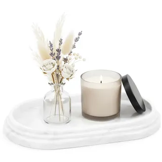 SPESHSTONES Marmor-Tablett, 24 cm, weiß, handgefertigt, dekorative Tabletts für Badezimmer-Dekor und Arbeitsplatten-Zubehör, Parfüm, Kerzen und Schmuck, Tablett für Kosmetik-Organizer