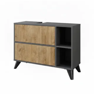 Vicco Waschbeckenunterschrank Leano, 80 x 62 cm mit 2 Schubladen, - Grau