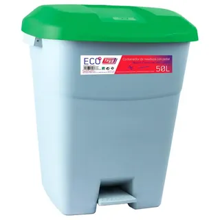 Tayg 434037 - Abfallbehälter mit Pedal, grauer Boden und grünem Deckel, 50 Liter