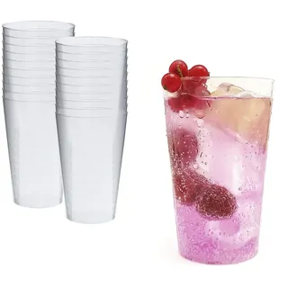 Silverkitchen 20x Trinkbecher Plastik 300 ml klar - Plastikbecher, bruchsichere Mehrwegbecher, Made In Germany