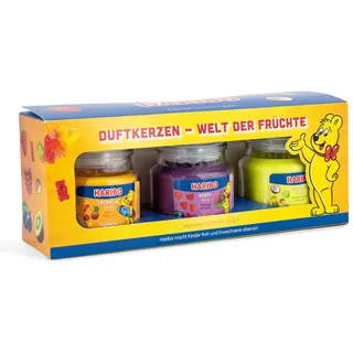 Duftkerzen-Geschenkset Haribo , Dunkelrot , Naturmaterialen, Glas, Textil , 9 cm , Dekoration, Kerzen & Kerzenhalter, Duftkerzen