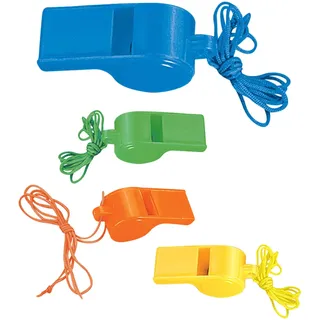 W WIDMANN MILANO Party Fashion 1605F - Trillerpfeifen Set, 4 Stück, farbig sortiert, Fußball, Basketball, Schiedsrichter