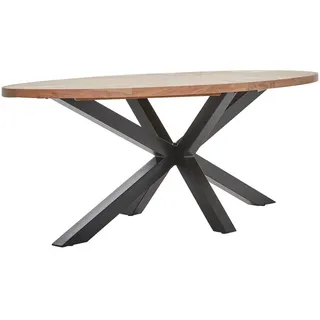Livetastic Esstisch , Schwarz, Akaziefarben , Holz, Metall , Akazie , vollmassiv , Holz , oval , Sternfuß , 100x76x200 cm , Esszimmer, Esstische, Esstische