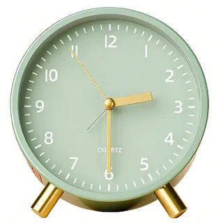 Herbst Wecker Analog Ohne Ticken Wecker Kinder Reisewecker Alarm mit Licht Batteriebetrieben Geeignet für Schlafzimmer Wohnzimmer Büro Geschenk Reisen(Grün)
