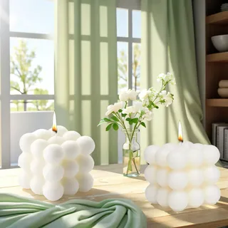 2 Stück Handgemacht Bubble Kerze Candle, Natürlich und Wohlriechend Duftkerze Kerzen, Natürlichem Sojawachs Deko Handmade Kerze für Geburtstag, Valentinstag, Thanksgiving, Weihnachten
