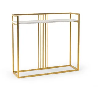 Feldmann-Wohnen Konsolentisch Beso Bianco Marmor / Gold 100 / 30 / 90cm , Holz , Rechteckig , eckig , 100x90x30 cm , Wohnzimmer, Wohnzimmertische, Konsolentische
