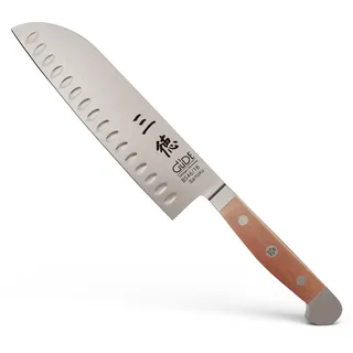 GÜDE Solingen - Santoku mit Kulle geschmiedet, 18 cm, Birnenholz, ALPHA BIRNE, Doppelkropf, Handmade Germany