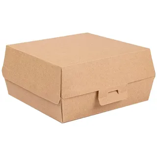 50 Stück - Hamburger-Muscheln 'Thepack' 220 g/m2 14,2 x 13,7 x 6,1 cm, natürliche Wellpappe Nano-Micro