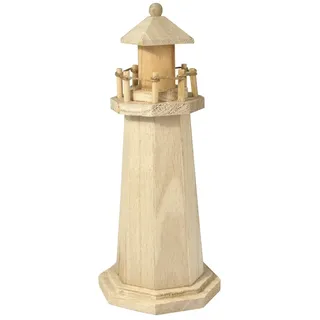 Rayher Leuchtturm, Holz, Höhe 25 cm, nautische mediterrane Dekoration, Deko-Leuchtturm, perfekt für maritime Dekorationen, 6199100, Weiß