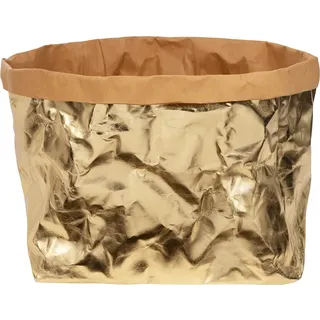 ONVAYA® Aufbewahrungskorb Gold | Größe XXL | Krempelbox | Dekobox | Geschenkbox | Lederoptik | vegan | waschbar | Brotkorb | Badaufbewahrung - Gold
