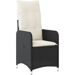 vidaXL Gartensessel Verstellbar mit Kissen Schwarz Poly Rattan - Schwarz
