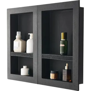 Shower Niche 40.6 x 61+40.6 x 61 cm Recessed Wall Organizer Bathroom - Schwarz