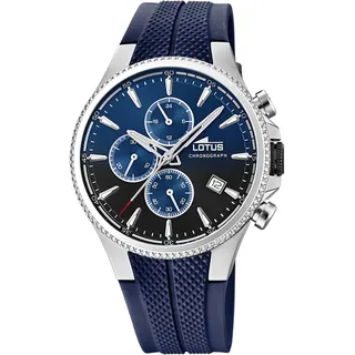 Lotus Herren Analog Uhr Blaues Kautschuk - Quarz Sportuhr Herren - Chronograph - Kalender - Mineralglas - 5 ATM Wasserdicht 18621/B Chrono