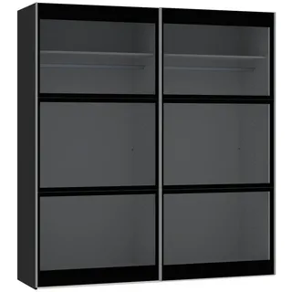 Jutzler SCHWEBETÜRENSCHRANK Schwarz - 203x220x65 cm