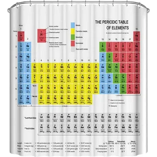 REBELA 3D Duschvorhang 120x180 Periodensystem Duschvorhänge Antischimmel Wasserdicht Badevorhang Periodensystem Duschrollo für Badewanne Dusche Shower Curtains, 8 Duschvorhang Ringe