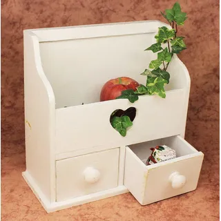 Minikommode Kommode mit 2 Schubladen 12236 Regal 28 cm Schmuckkasten Shabby Regal - Weiß