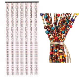 Mocoli Perlenvorhang Balkontür, 90x195CM Perlenvorhang Insektenschutz 41 Stränge Perlenvorhangs Türvorhang Bambusvorhang Bohemian Stil Handwerk für Fenster Eingang Badezimmer