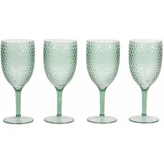 CAMBRIDGE CM07655GEU7 Fete 4-teiliges Weingläser-Set, Rotwein-Gläser, Weißweingläser im Freien/Garten, BPA-freier Kunststoff, grünem Diamanteffekt, Ferienhäuser, Camping, Partys, leicht zu reinigen
